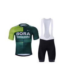 BONAVELO Cycling short sleeve jersey and shorts - BORA 2024 - red/black/green