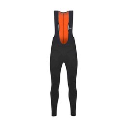 SANTINI Cycling long bib trousers - LAVA WINTER - black/orange