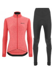 SANTINI Cycling winter set - COLORE PURO LADY WNT - pink/black