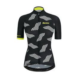 SANTINI Cycling short sleeve jersey - TONO DUNE LADY - black/yellow