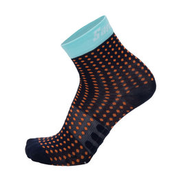 SANTINI Cycling ankle socks - GIADA - orange/light blue/black