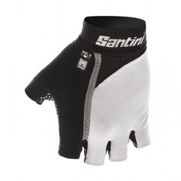 SANTINI Cycling fingerless gloves - GEL MANIA - black/white