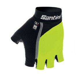 SANTINI Cycling fingerless gloves - GEL MANIA - yellow/black