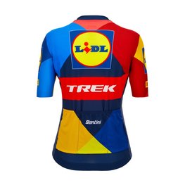 SANTINI Cycling short sleeve jersey - LIDL TREK 2024 LADY - yellow/red/blue