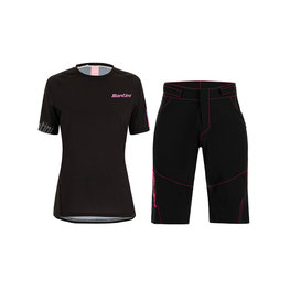 SANTINI Cycling MTB set - SASSO MTB LADY - pink/black