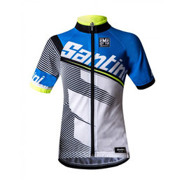 SANTINI Cycling short sleeve jersey - CONAN KIDS - white/black/blue