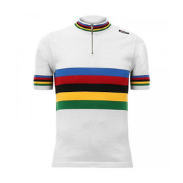 SANTINI Cycling short sleeve jersey - UCI EROICA - white/rainbow