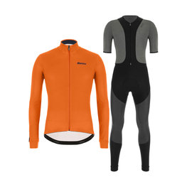 SANTINI Cycling winter set - COLORE WINTER - grey/black/orange