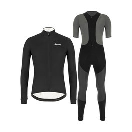 SANTINI Cycling winter set - COLORE WINTER - black/grey