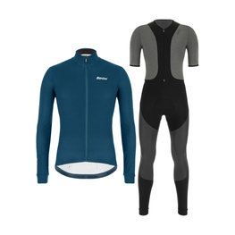 SANTINI Cycling winter set - COLORE WINTER - blue/grey/black