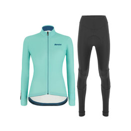 SANTINI Cycling winter set - COLORE LADY WINTER - light blue/black