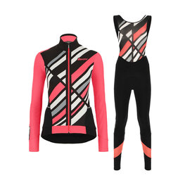 SANTINI Cycling winter set - CORAL R. LADY WINTER - black/pink