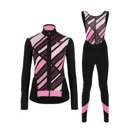 SANTINI Cycling winter set - CORAL R. LADY WINTER - pink/black