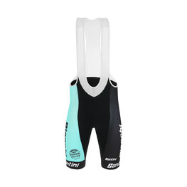 SANTINI Cycling bib shorts - TEAM BIANCHI 2019 - black/turquoise