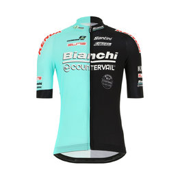 SANTINI Cycling short sleeve jersey - TEAM BIANCHI 2019 - black/turquoise