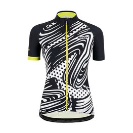 SANTINI Cycling short sleeve jersey - GIADA POP LADY - white/yellow/black