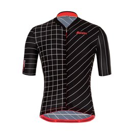SANTINI Cycling short sleeve jersey - SLEEK DINAMO - black/red
