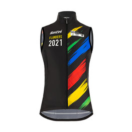 SANTINI Cycling gilet - UCI WC FLANDERS 2021 - rainbow/black