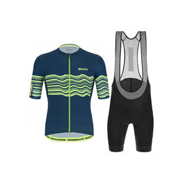 SANTINI Cycling short sleeve jersey and shorts - TONO PROFILO - black/green
