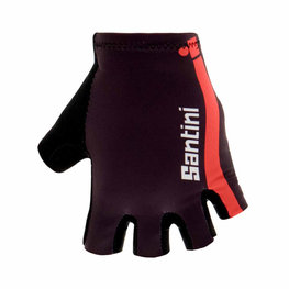 SANTINI Cycling fingerless gloves - X IRONMAN DEA - bordeaux/pink