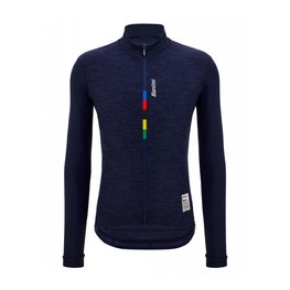 SANTINI Cycling winter long sleeve jersey - UCI RAINBOW PURE WNT - blue