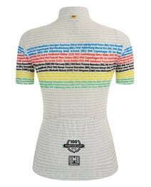 SANTINI Cycling short sleeve jersey - UCI WORLD 100 LADY - white/rainbow