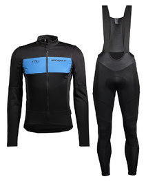 SCOTT Cycling winter set with jacket - RC WARM HYBRID WB - blue/black
