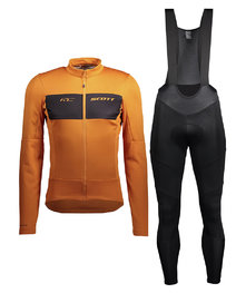 SCOTT Cycling winter set with jacket - RC WARM HYBRID WB - black/orange