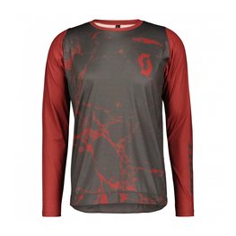 SCOTT Cycling summer long sleeve jersey - TRAIL VERTIC LS - grey/red