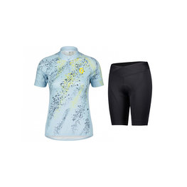 SCOTT Cycling short sleeve jersey and shorts - ENDURANCE 30 SS LADY - black/yellow/blue