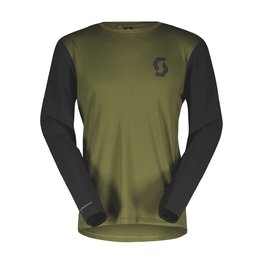 SCOTT Cycling summer long sleeve jersey - TRAIL VERTIC LS - black/green