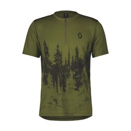SCOTT Cycling short sleeve jersey - TRAIL FLOW ZIP SS - green