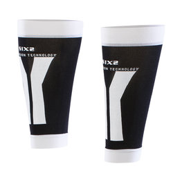 SIX2 Cycling knee-length leg warmers - CALF - black/white