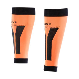 SIX2 Cycling knee-length leg warmers - CALF - black/orange