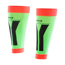 SIX2 Cycling knee-length leg warmers - CALF - red/green