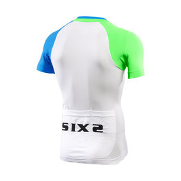 SIX2 Cycling short sleeve jersey - BIKE3 ULTRALIGHT - white/blue/green