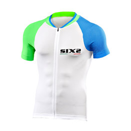 SIX2 Cycling short sleeve jersey - BIKE3 ULTRALIGHT - white/blue/green