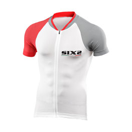 SIX2 Cycling short sleeve jersey - BIKE3 ULTRALIGHT - white/grey/red