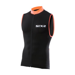 SIX2 Cycling sleeveless jersey - BIKE2 STRIPES - black/orange
