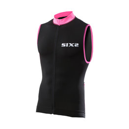 SIX2 Cycling sleeveless jersey - BIKE2 STRIPES - pink/black