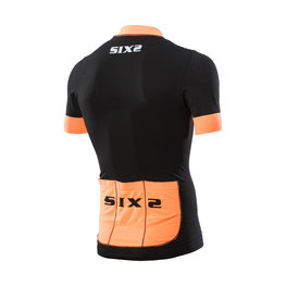 SIX2 Cycling short sleeve jersey - BIKE3 STRIPES - black/orange