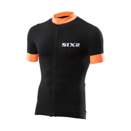 SIX2 Cycling short sleeve jersey - BIKE3 STRIPES - black/orange