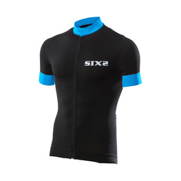SIX2 Cycling short sleeve jersey - BIKE3 STRIPES - black/blue