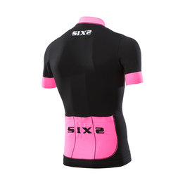 SIX2 Cycling short sleeve jersey - BIKE3 STRIPES - black/pink