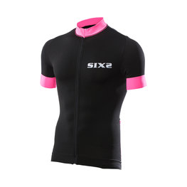 SIX2 Cycling short sleeve jersey - BIKE3 STRIPES - black/pink