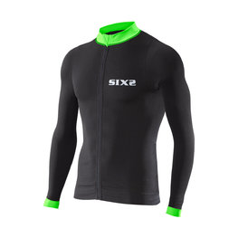 SIX2 Cycling summer long sleeve jersey - BIKE4 STRIPES - green/black
