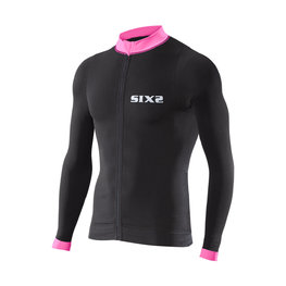 SIX2 Cycling summer long sleeve jersey - BIKE4 STRIPES - pink/black