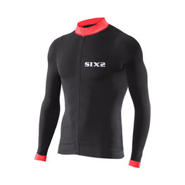 SIX2 Cycling summer long sleeve jersey - BIKE4 STRIPES - black/red