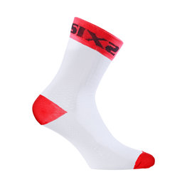 SIX2 Cyclingclassic socks - WHITE SHORT - red/white