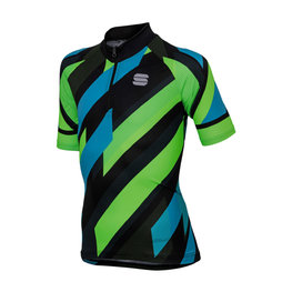 SPORTFUL Cycling short sleeve jersey - VOLT KIDS - black/green/blue